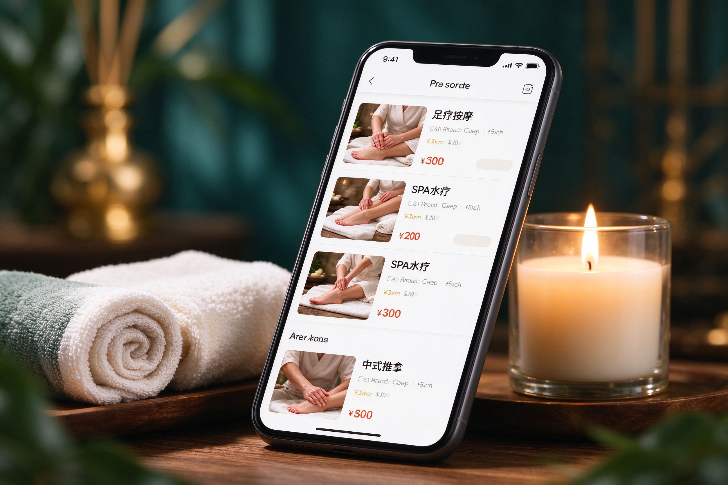 洗浴按摩项目商城APP界面